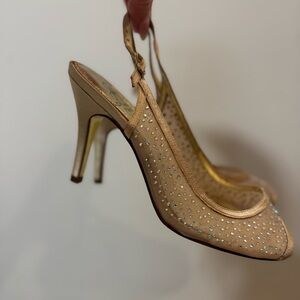 J.Renee Gold Sparkle Slingback Heels (US 7)